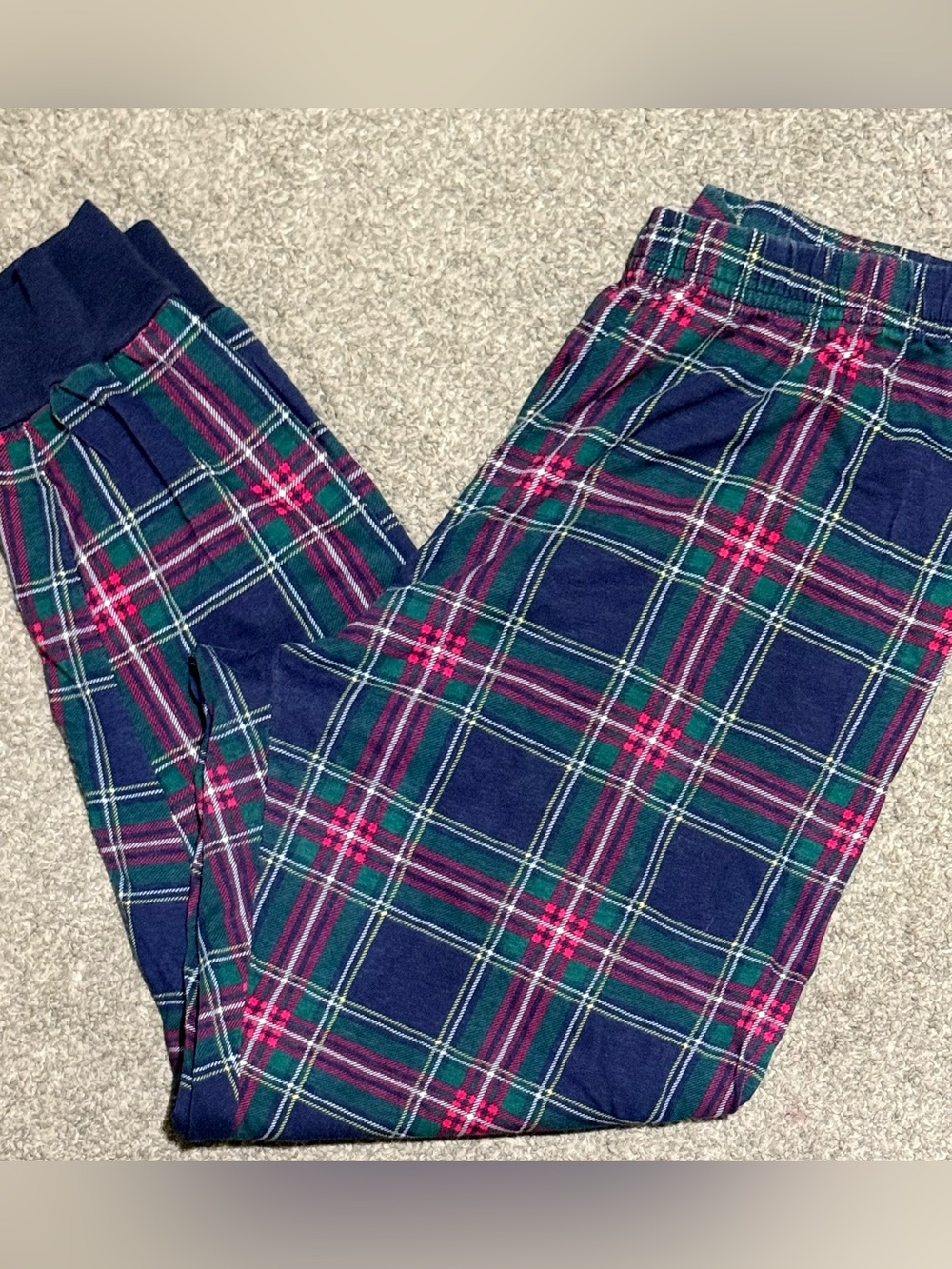 Place Plaid Navy, Green & Pink Flannel Pajama Pants